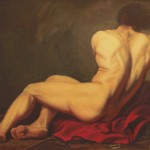 Carol Guidi after Jacques-Louis David Nude Study Oil on panel 35x25